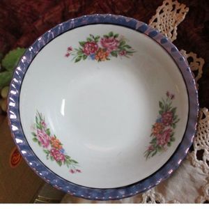 Vintage Yamatsu Purple Luster and Floral  Bowl